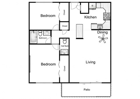 a floor plan of a house with a bedroom and a living room